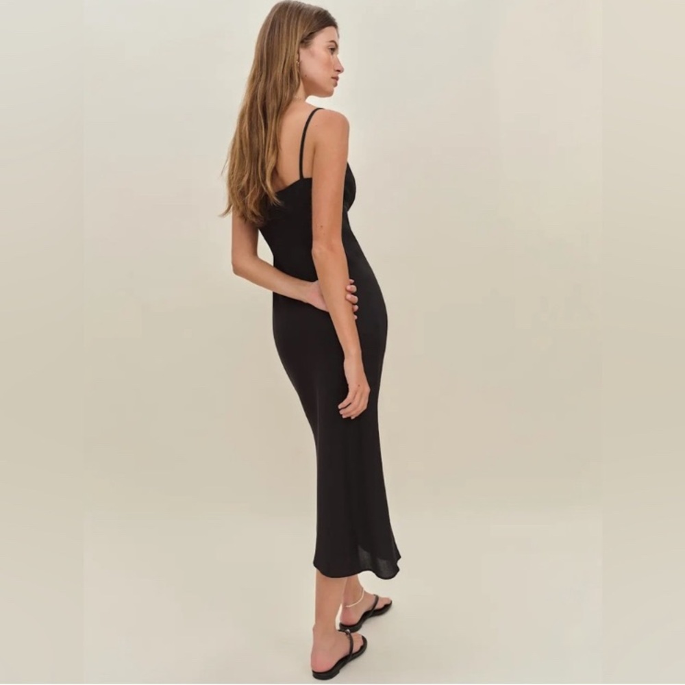 NWT Reformation Camira Dress Black Slip Midi, Size 12 - Picture 3 of 14